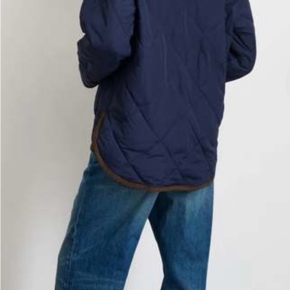 Alex Mill Women’s Barn Jacket. Navy Blue and Brown Quilted Utility Jacket. - Picture 6 of 7